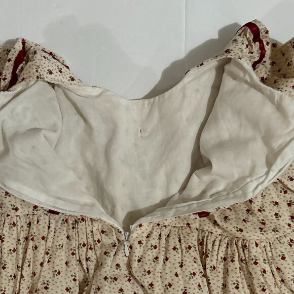 Vintage Dress Cotton Slip Floral Long Sleeve Old Time Clothing Ruffle Collar 3Y - Picture 4 of 16